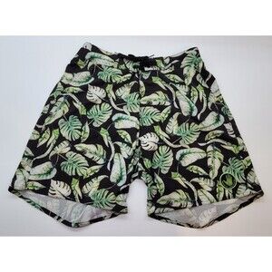 Body Glove VAPOR Swim Trunks Men's XL/36 Black Green Palm Board Shorts Surf Wear